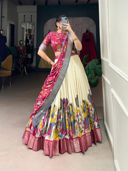 CHADRIIKA — Kalamkari Dola Silk Half Saree Lehenga