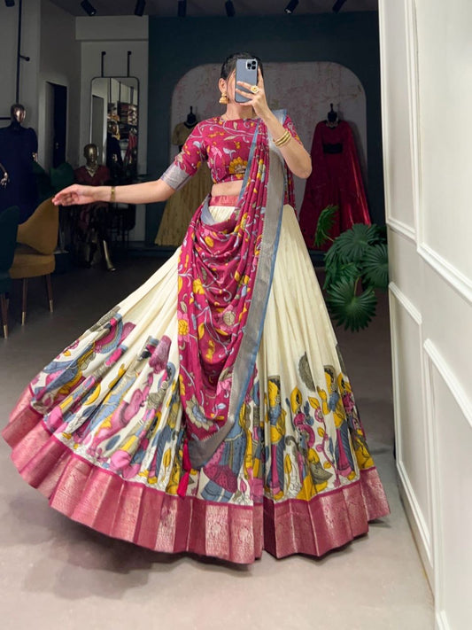 CHADRIIKA — Kalamkari Dola Silk Half Saree Lehenga