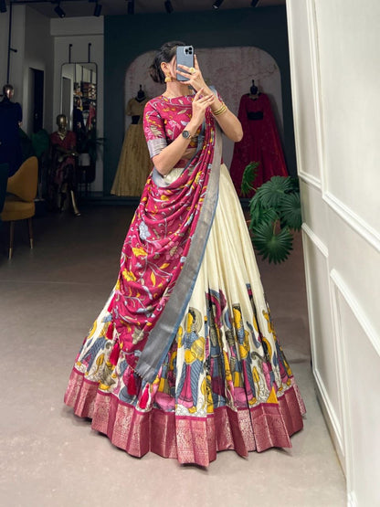 CHADRIIKA — Kalamkari Dola Silk Half Saree Lehenga