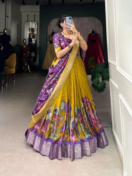 CHADRIIKA — Kalamkari Dola Silk Half Saree Lehenga