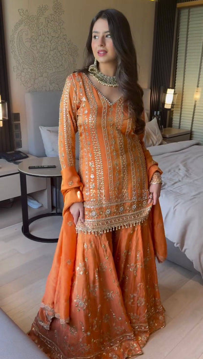 Diwali Special — Premium Orange Premium Sharara Suit