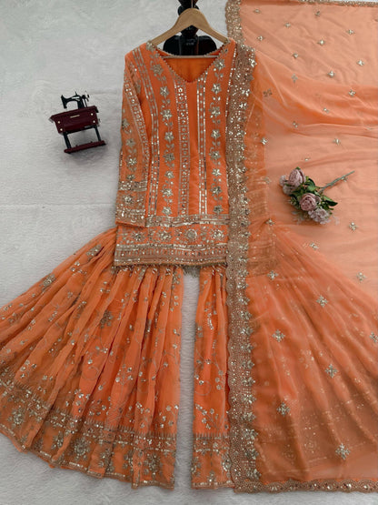 Diwali Special — Premium Orange Premium Sharara Suit