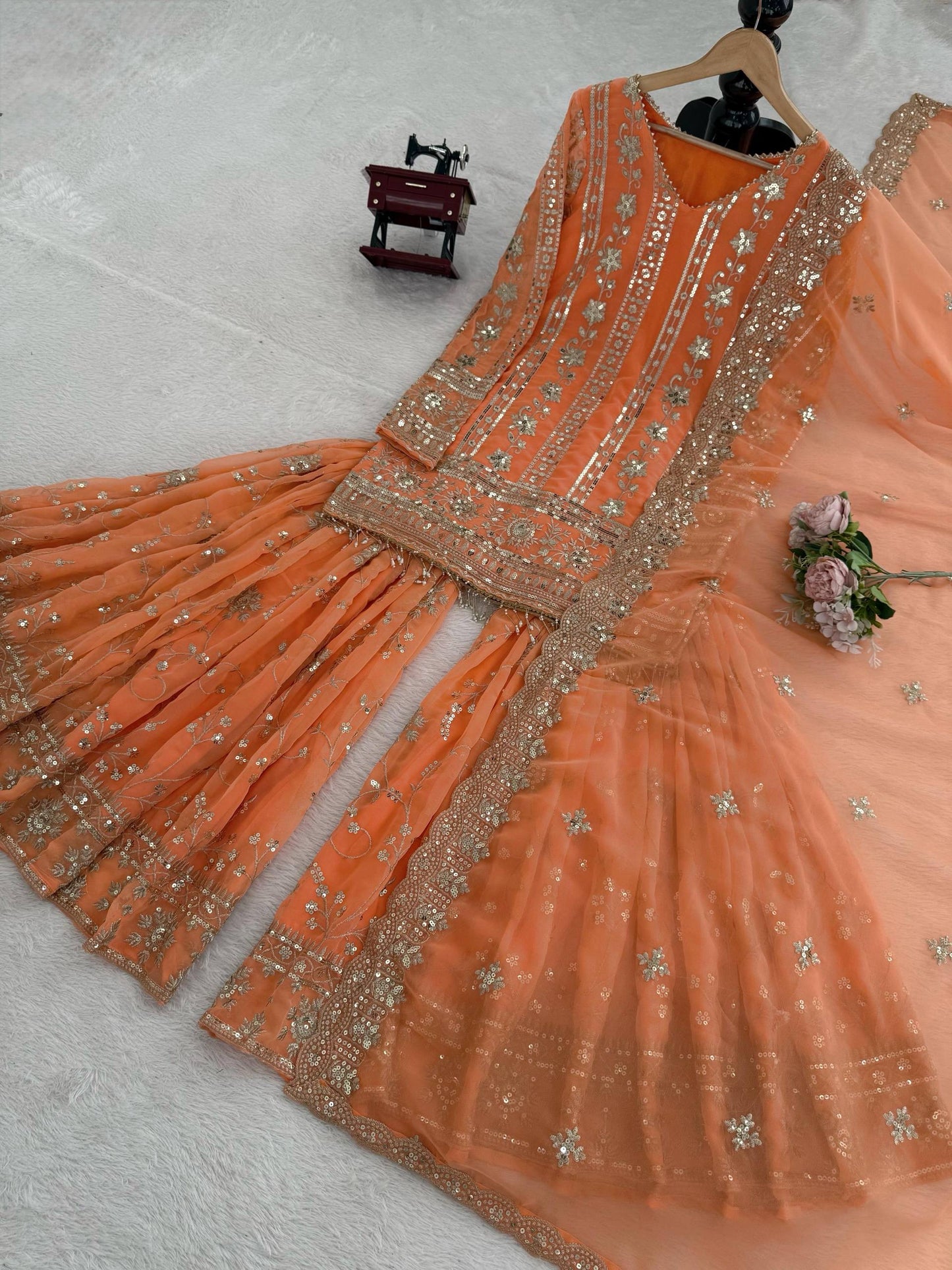 Diwali Special — Premium Orange Premium Sharara Suit