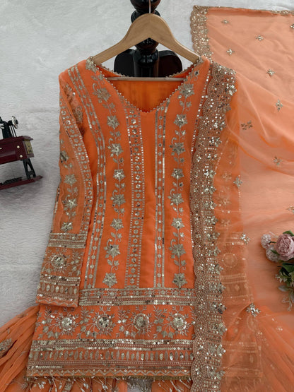 Diwali Special — Premium Orange Premium Sharara Suit