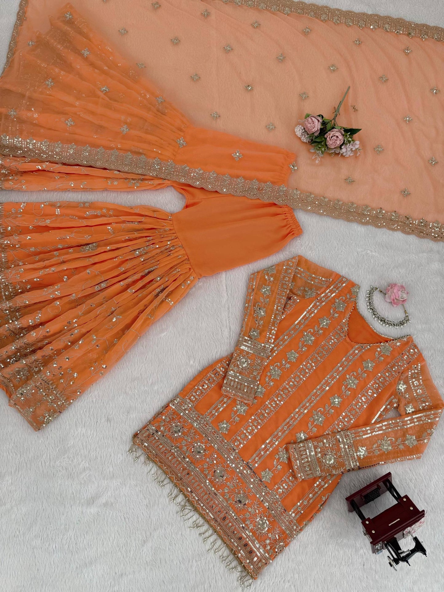 Diwali Special — Premium Orange Premium Sharara Suit