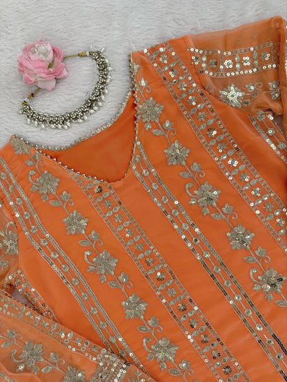 Diwali Special — Premium Orange Premium Sharara Suit