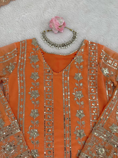Diwali Special — Premium Orange Premium Sharara Suit