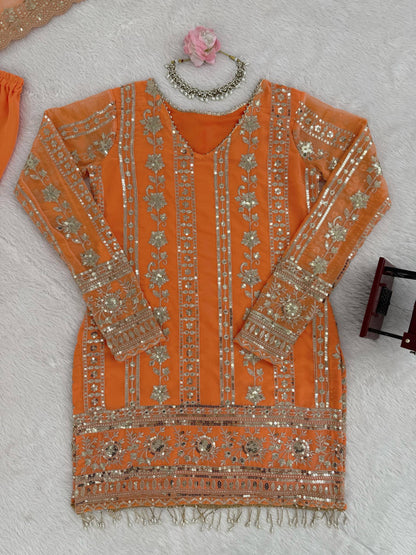 Diwali Special — Premium Orange Premium Sharara Suit
