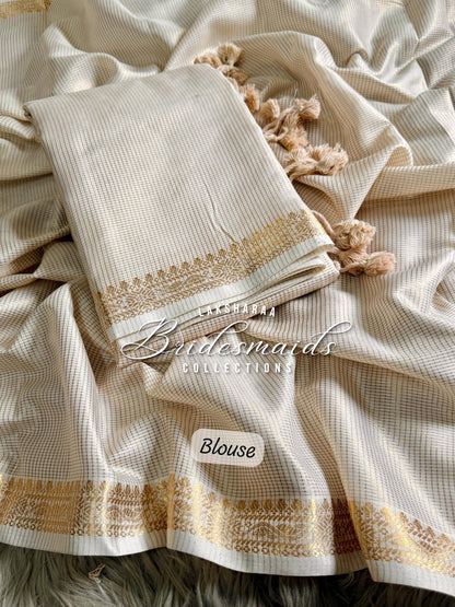 Bridesmaid Special - Kasavu Cream X Gold Saree