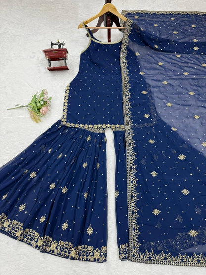 ELINE - Premium Blue Sharara Suit