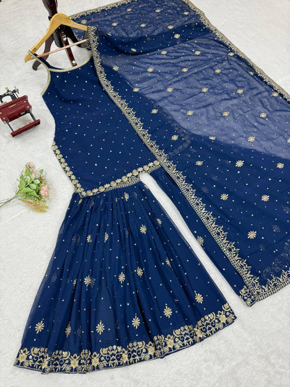 ELINE - Premium Blue Sharara Suit
