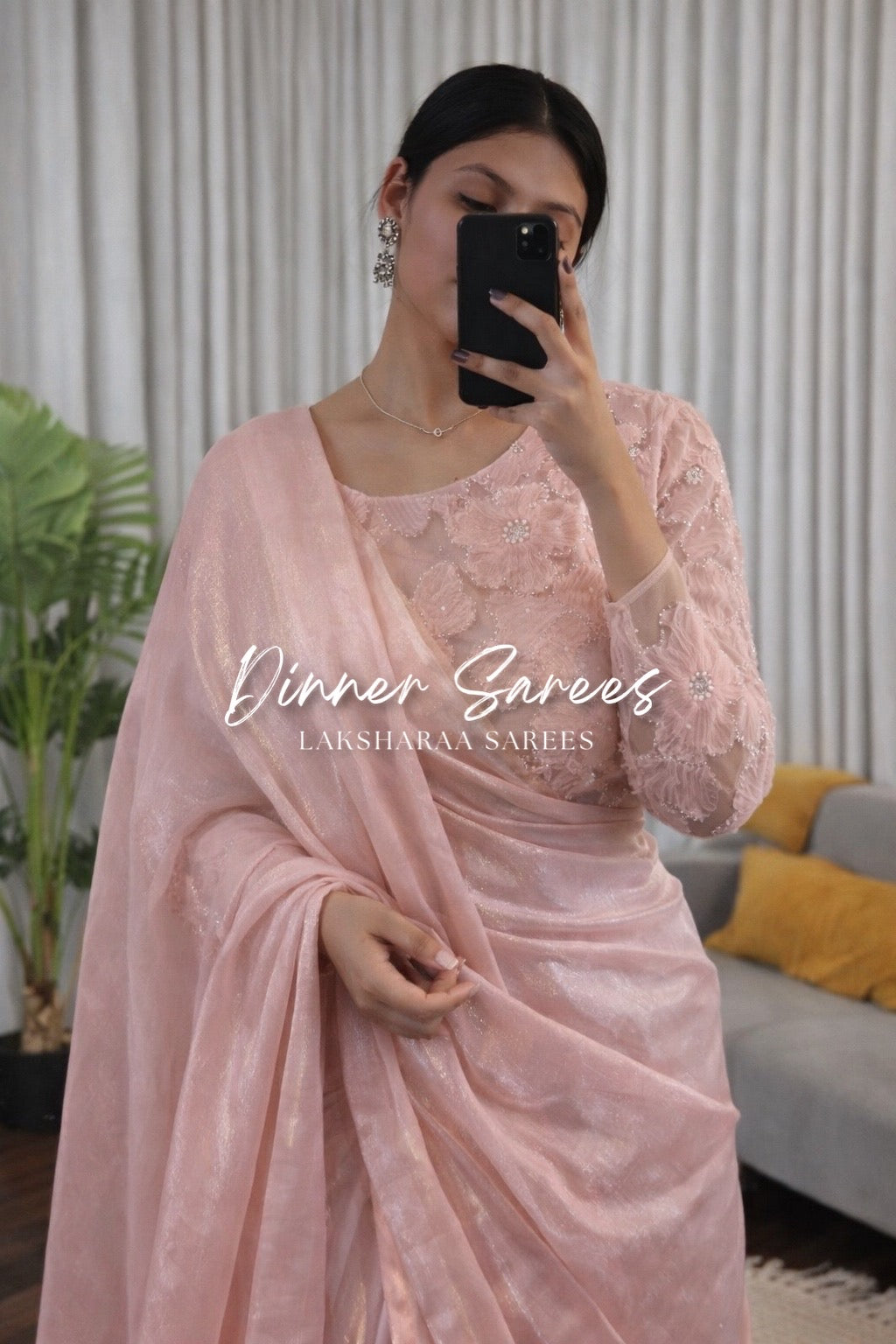 Shimmer saree with floral work blouse from Laksharaa Sarees, featuring intricate designs and elegant fabric.
