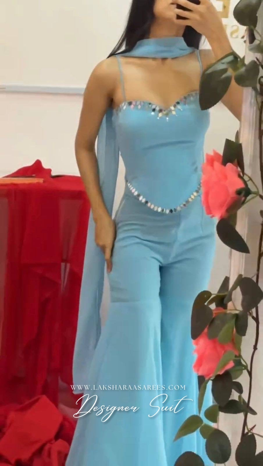 ISHITA 90s Special Georgette Corset Suit by Laksharaa Sarees featuring a stylish corset top and matching traditional bottom.