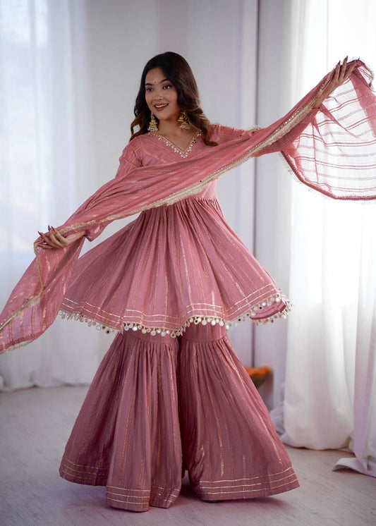 CHADNI — Chanderi Peplum Style Sharara Suit