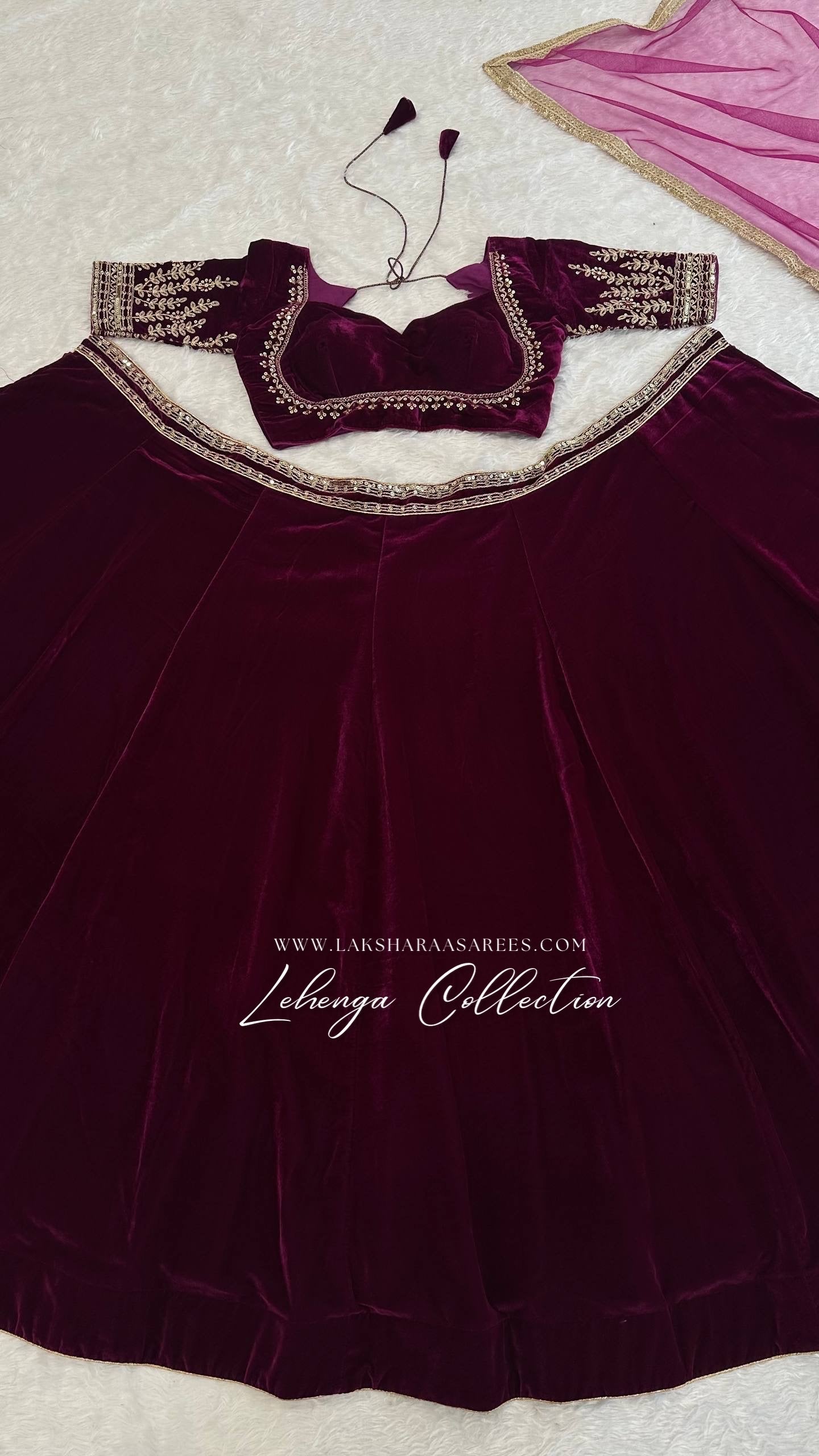 OLIVA — Purple Velvet Lehenga - Laksharaa Sarees