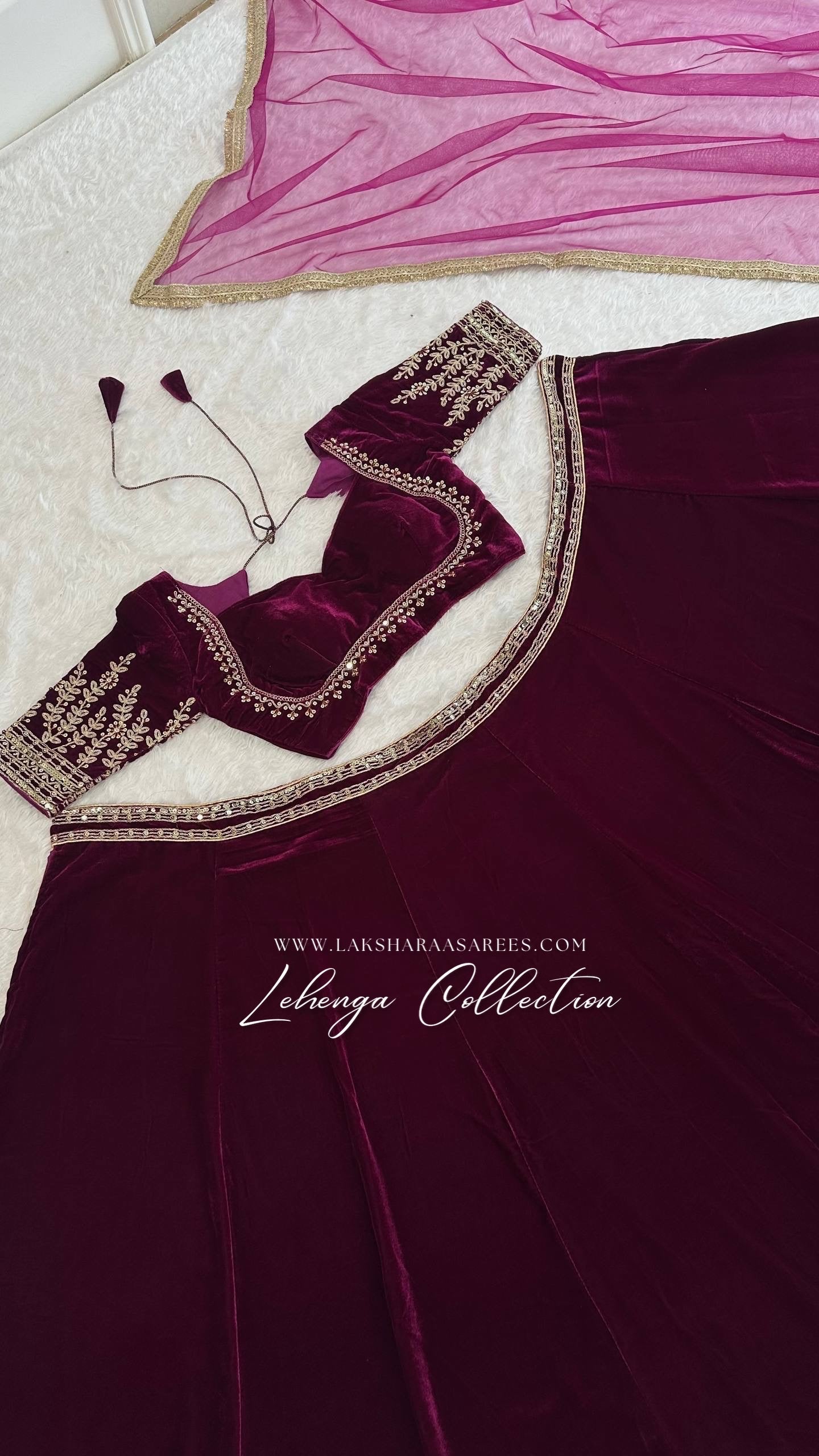 OLIVA — Purple Velvet Lehenga - Laksharaa Sarees