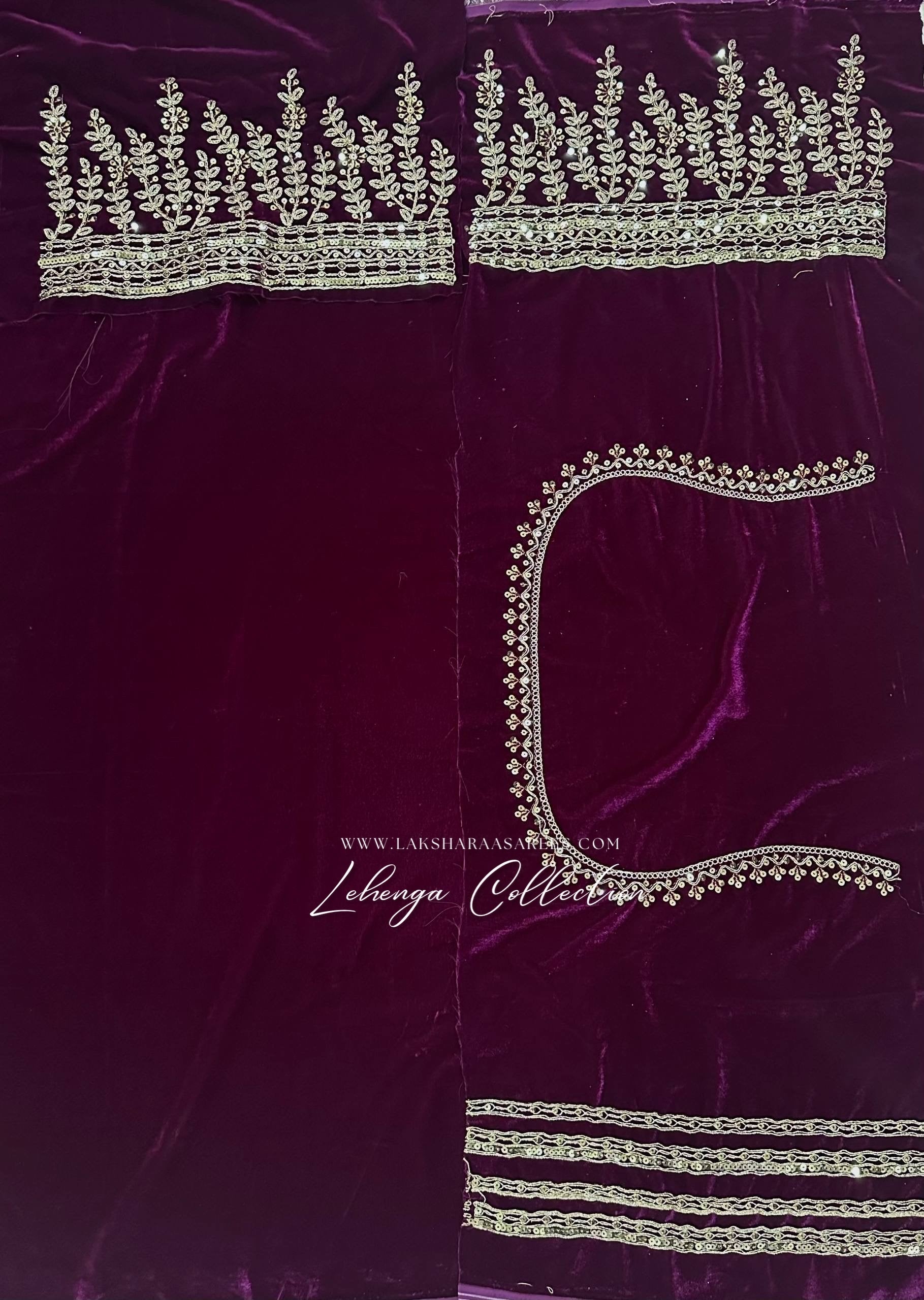 OLIVA — Purple Velvet Lehenga - Laksharaa Sarees