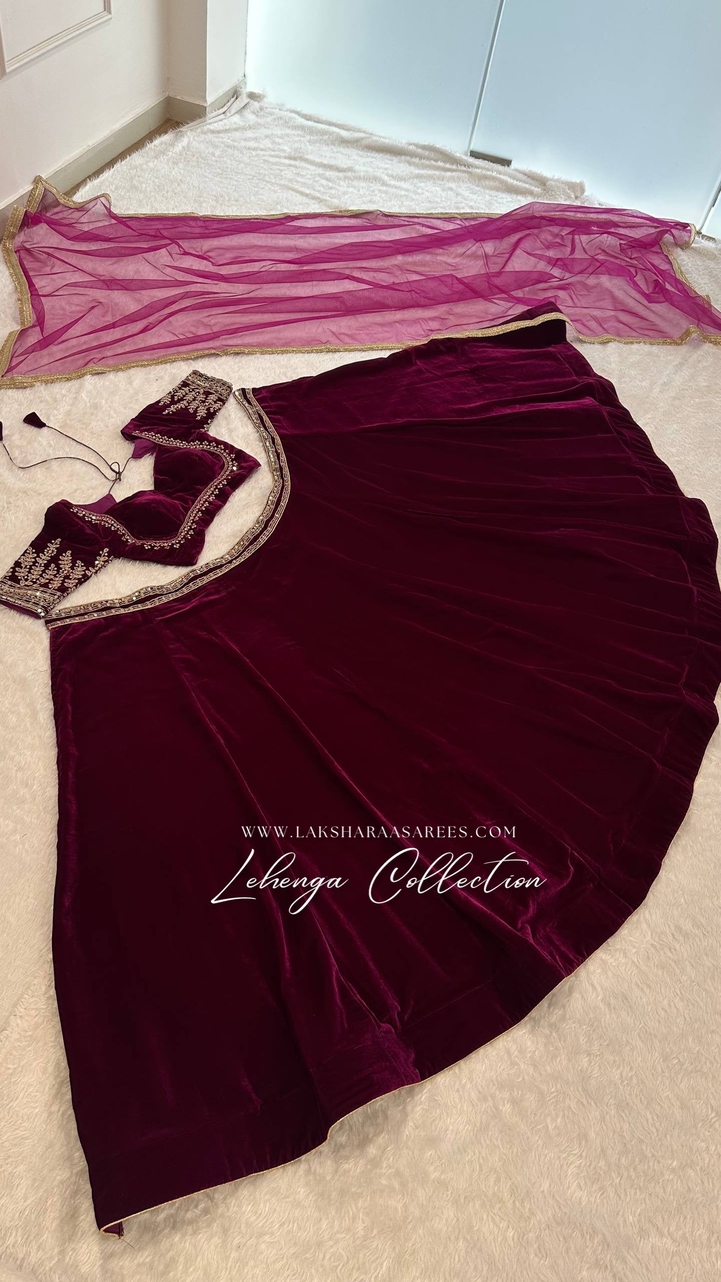 OLIVA — Purple Velvet Lehenga - Laksharaa Sarees
