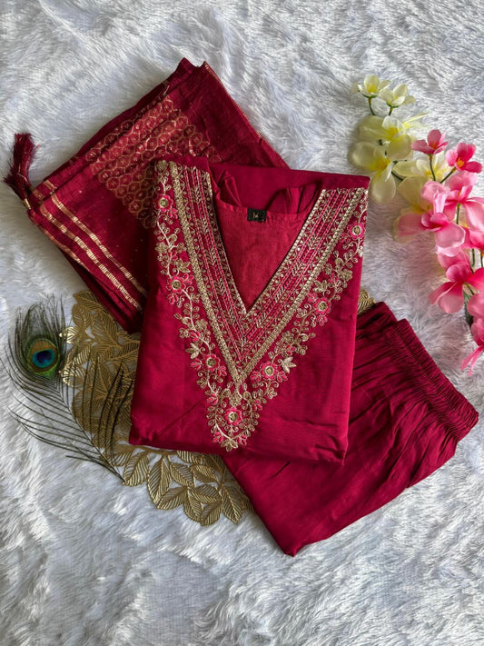 Hot Pink Floral Kurti Set