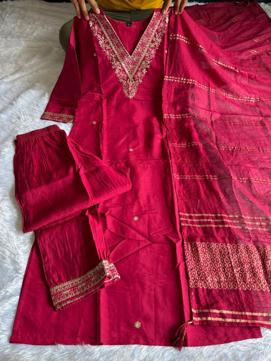 Hot Pink Floral Kurti Set