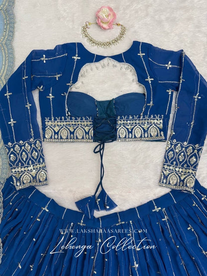 CARLA — Premium Blue Georgette Lehenga