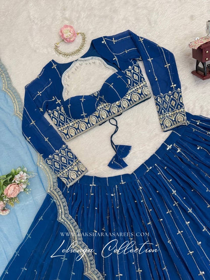 CARLA — Premium Blue Georgette Lehenga