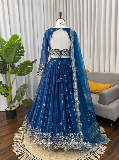 CARLA — Premium Blue Georgette Lehenga
