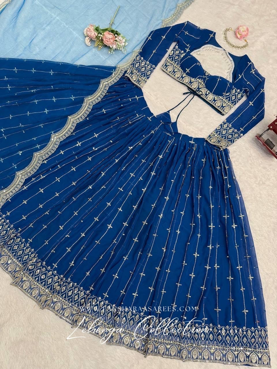 CARLA — Premium Blue Georgette Lehenga