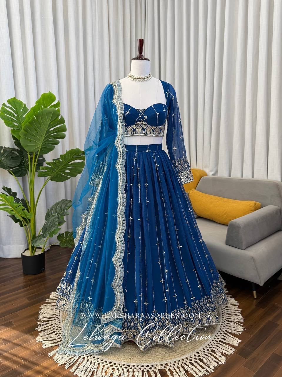 CARLA — Premium Blue Georgette Lehenga