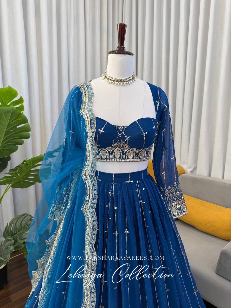 CARLA — Premium Blue Georgette Lehenga