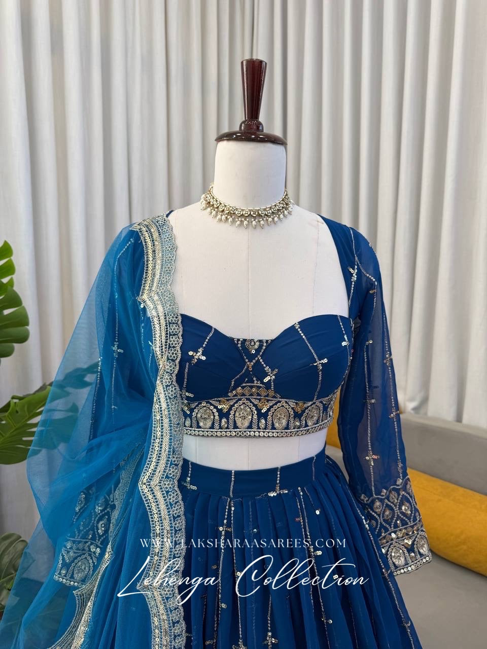 CARLA — Premium Blue Georgette Lehenga