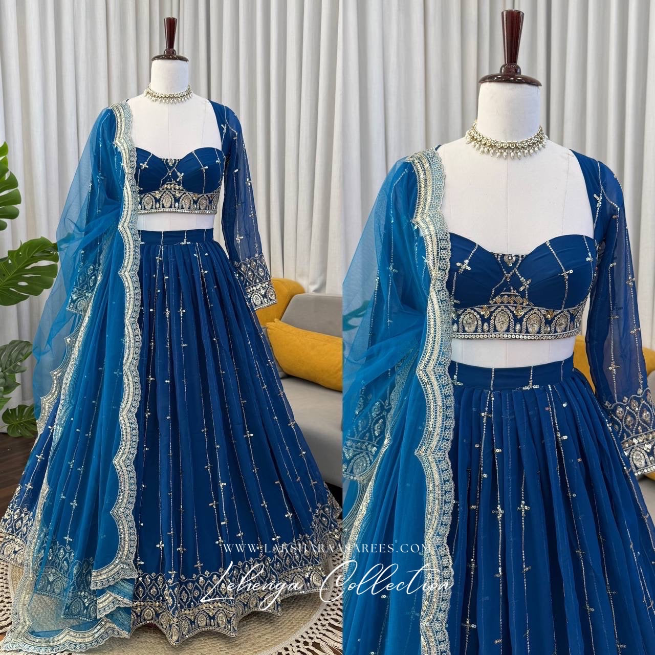 CARLA — Premium Blue Georgette Lehenga