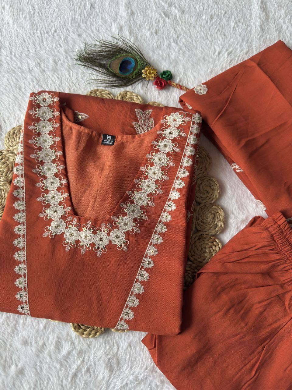 Orange Kurti Set