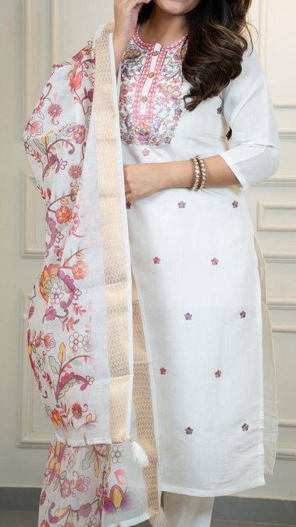 Cream X Purple Kurti Set
