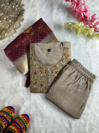 Grey Comfy Kurti Set