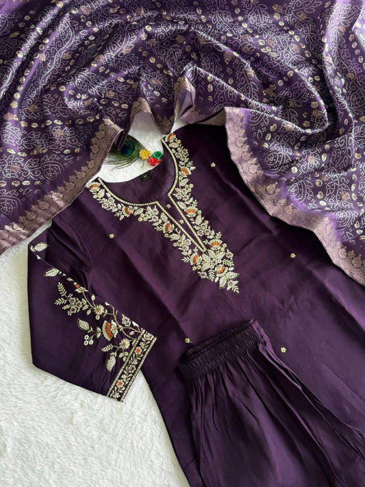 Dark Purple Kurti Set