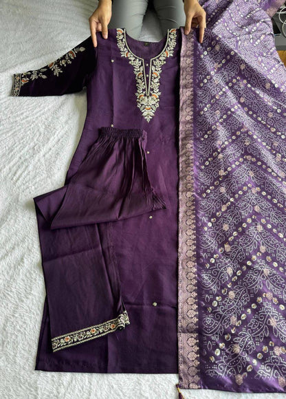 Dark Purple Kurti Set