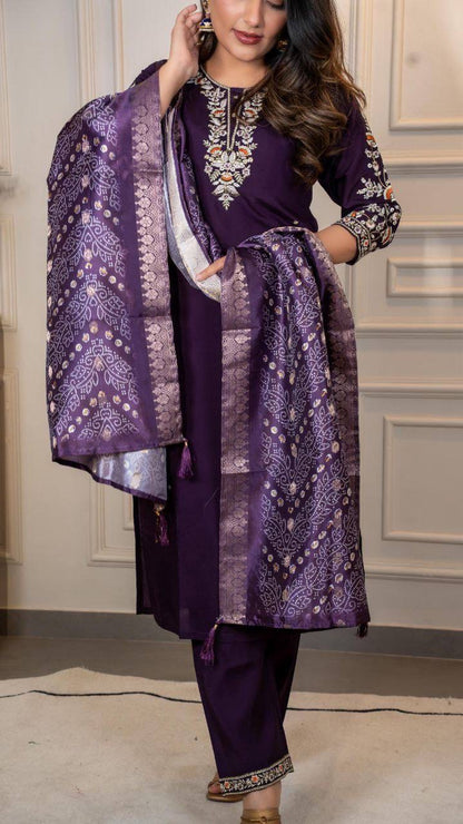 Dark Purple Kurti Set