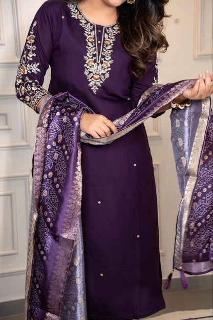 Dark Purple Kurti Set