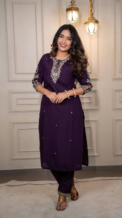 Dark Purple Kurti Set