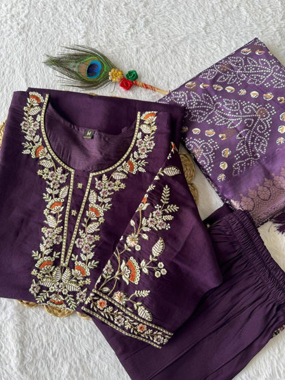 Dark Purple Kurti Set