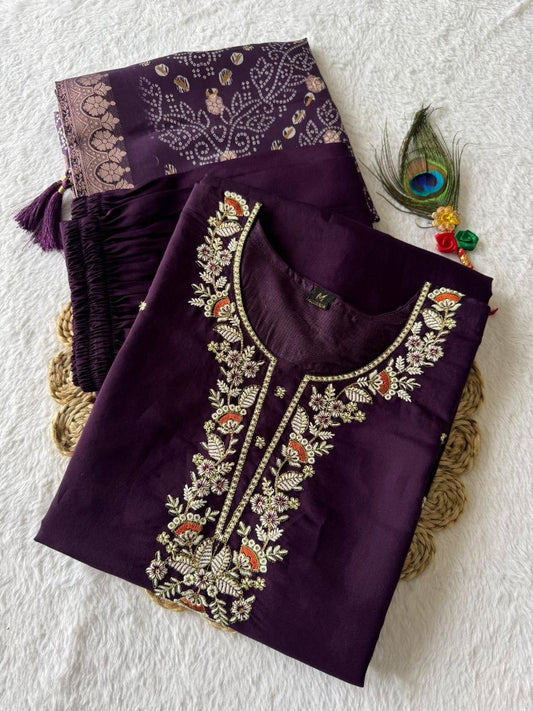 Dark Purple Kurti Set