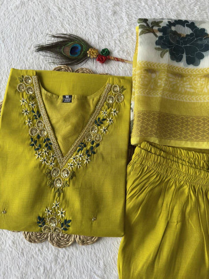 Yellow Floral Kurti Set