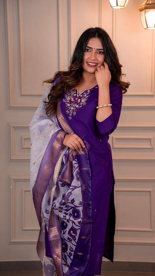 Dark Purple Kurti Set