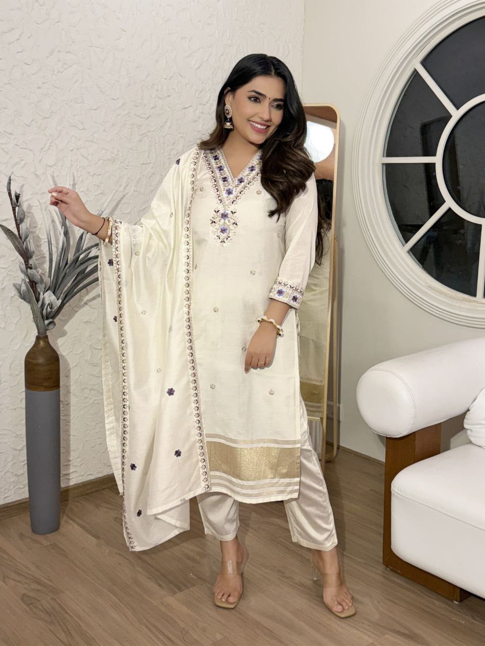 Cream Comfy Kurti Set
