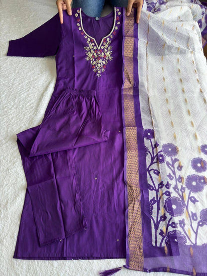 Dark Purple Kurti Set