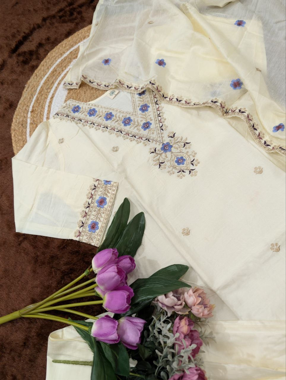 Cream Comfy Kurti Set