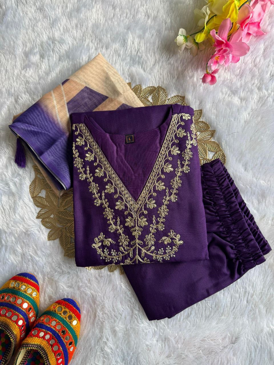 Dark Purple Comfy Kurti Set