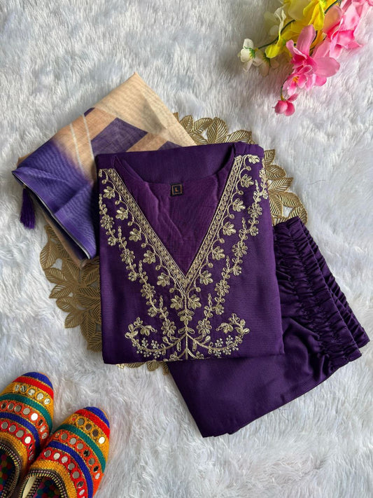Dark Purple Comfy Kurti Set