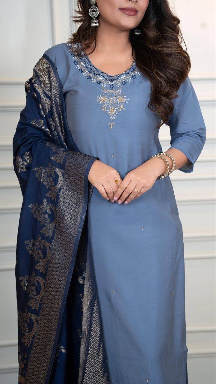 Dusty Blue Comfy Kurti Set